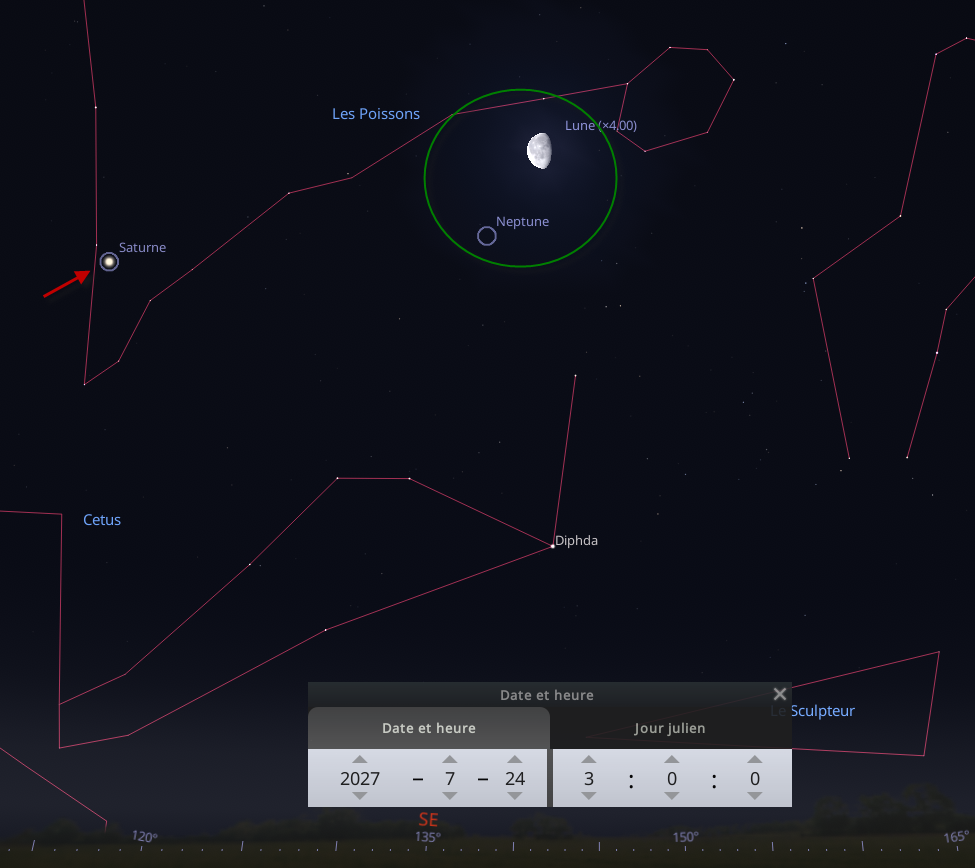 Rapprochement entre la Lune et Neptune