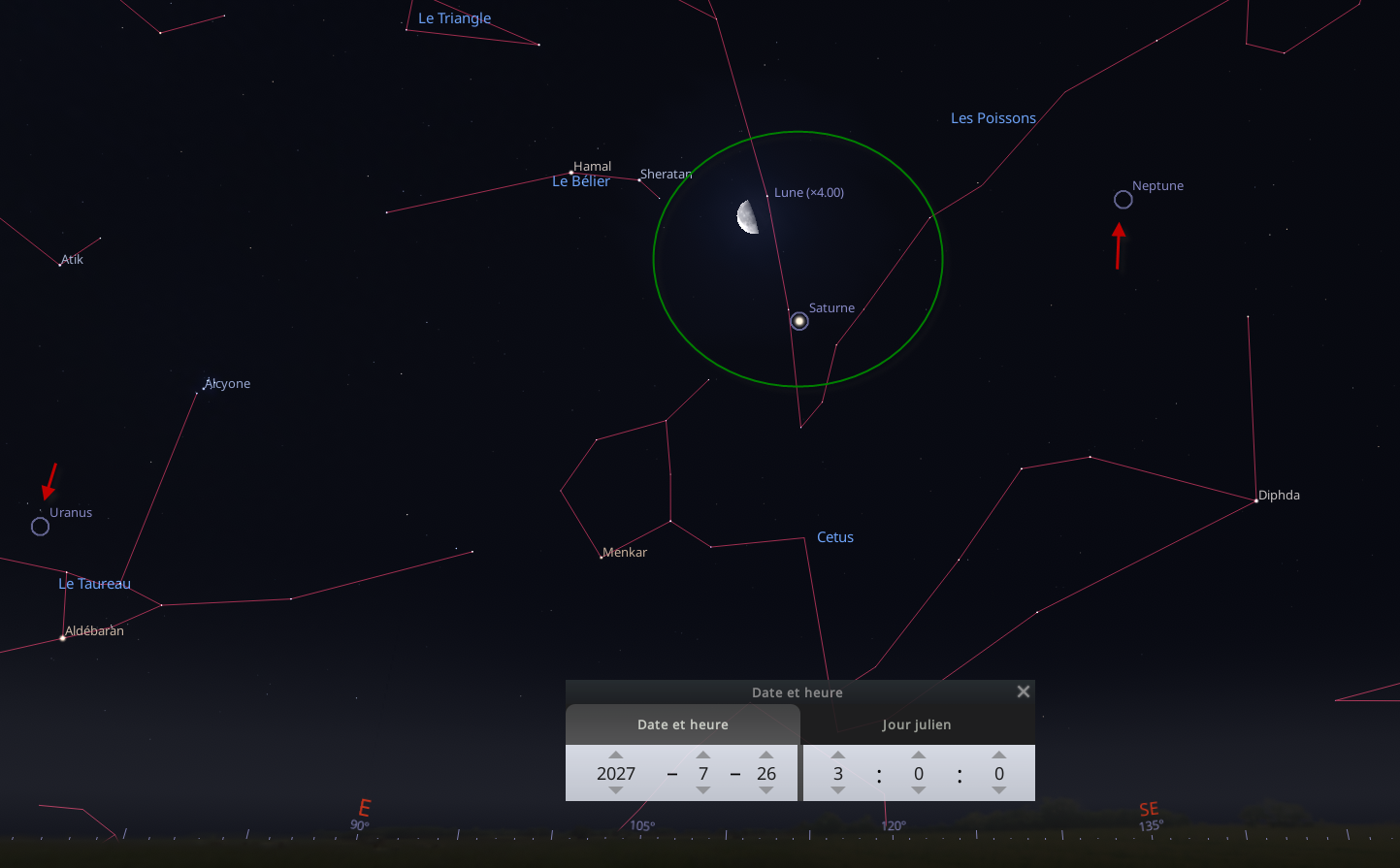 Rapprochement entre la Lune et Saturne