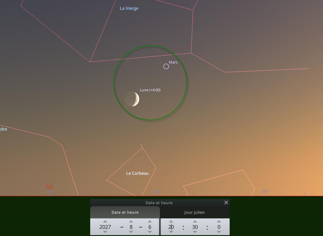 Rapprochement entre la Lune et Mars