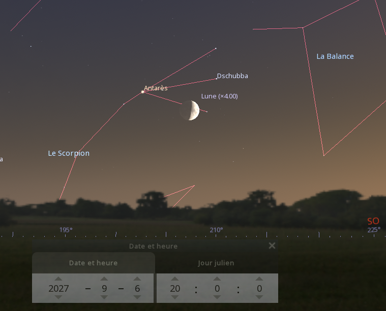 Rapprochement entre la Lune et Antares