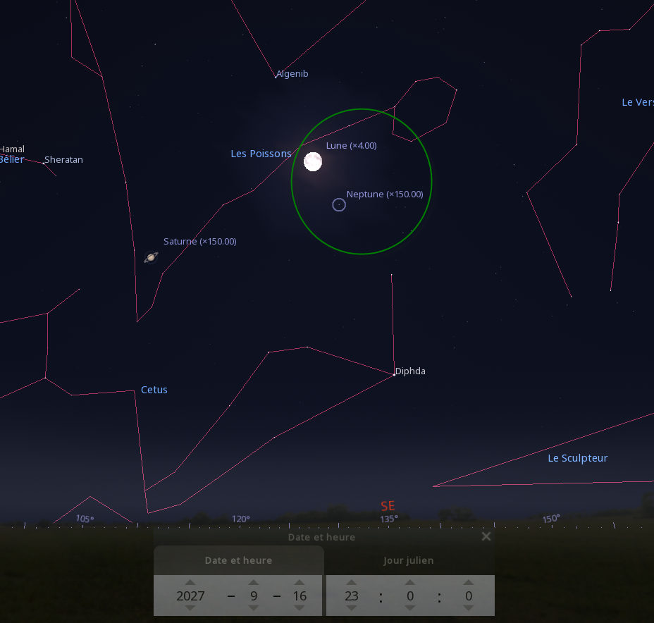 Rapprochement entre la Lune et Neptune