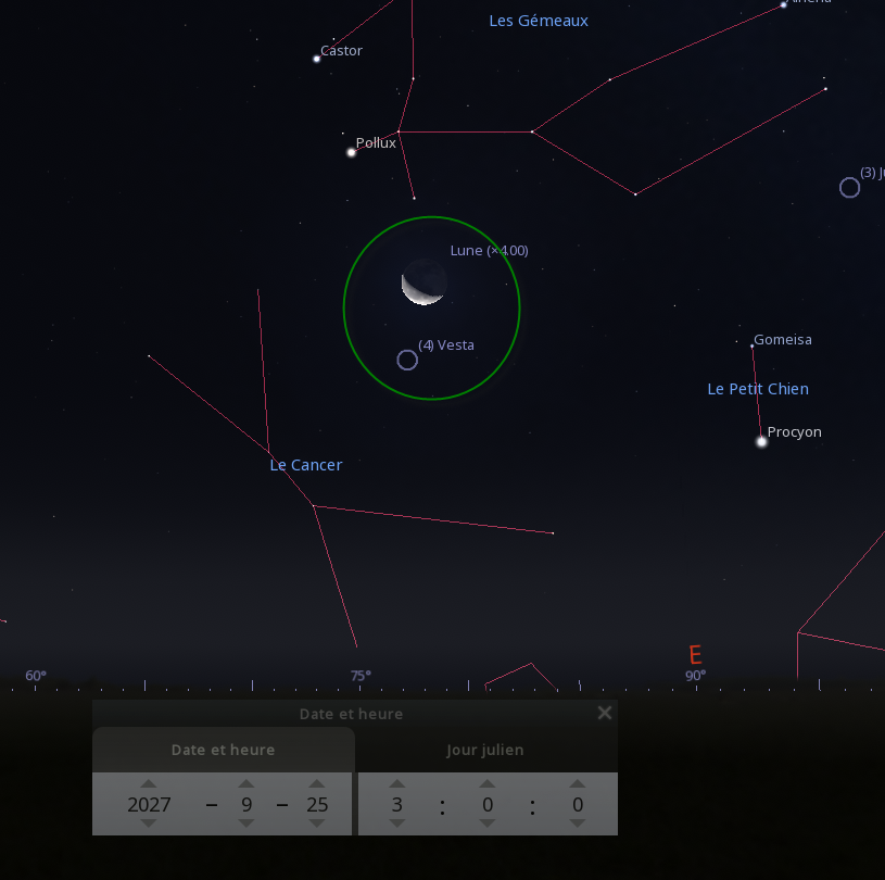 Rapprochement entre la Lune et Vesta