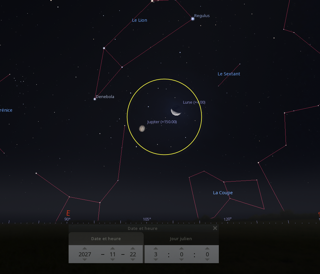 Rapprochement entre la Lune et Jupiter
