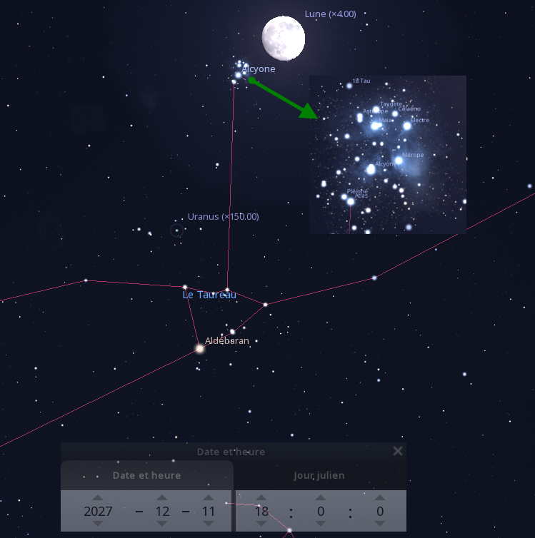 Rapprochement entre la Lune et les Pléiades