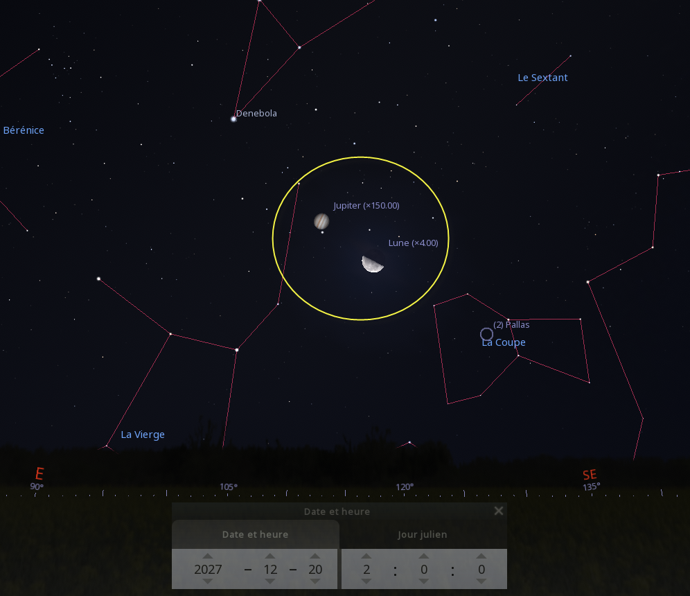 Rapprochement entre la Lune et Jupiter
