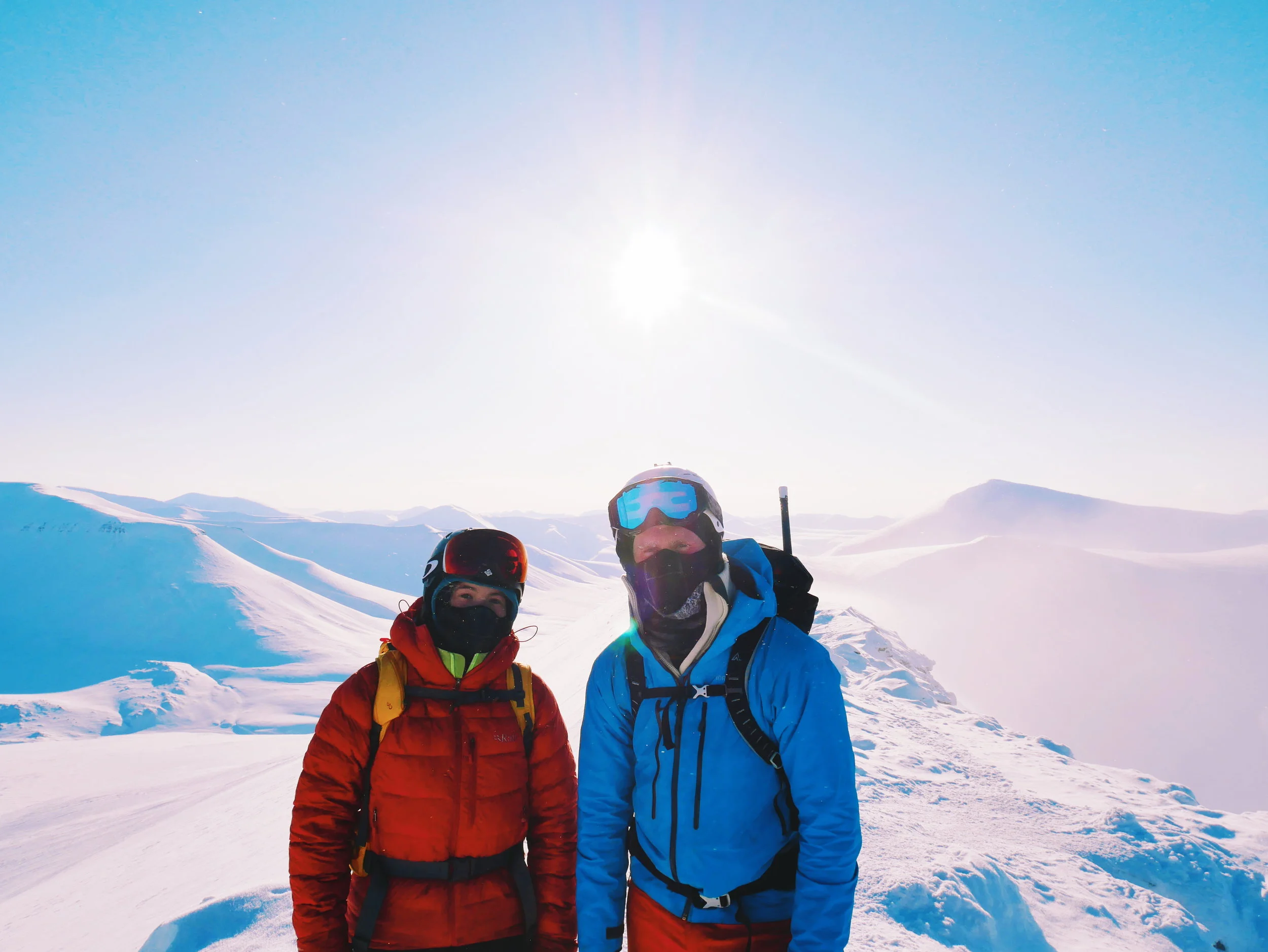 Mathea and her friend Erlend at Trollsteinen, Svalbard.