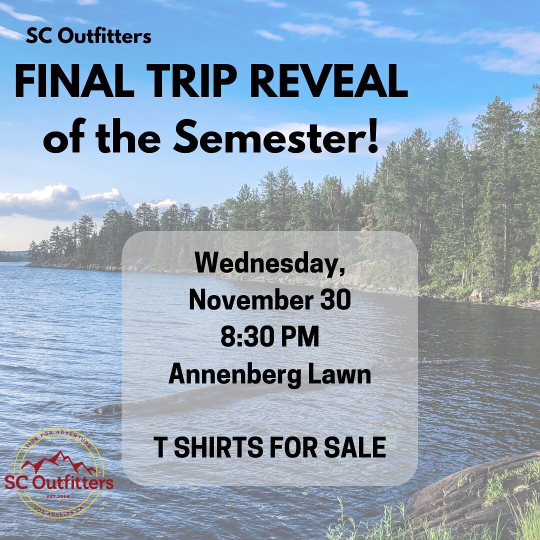 Our show isn&rsquo;t over yet! We have our FINAL trip reveal of the semester TOMORROW, Wednesday November 30th, at 8:30 pm at the Annenberg Lawn! Stop by for a fun hangout and to learn about our trips for study days and final days! It&rsquo;ll be the