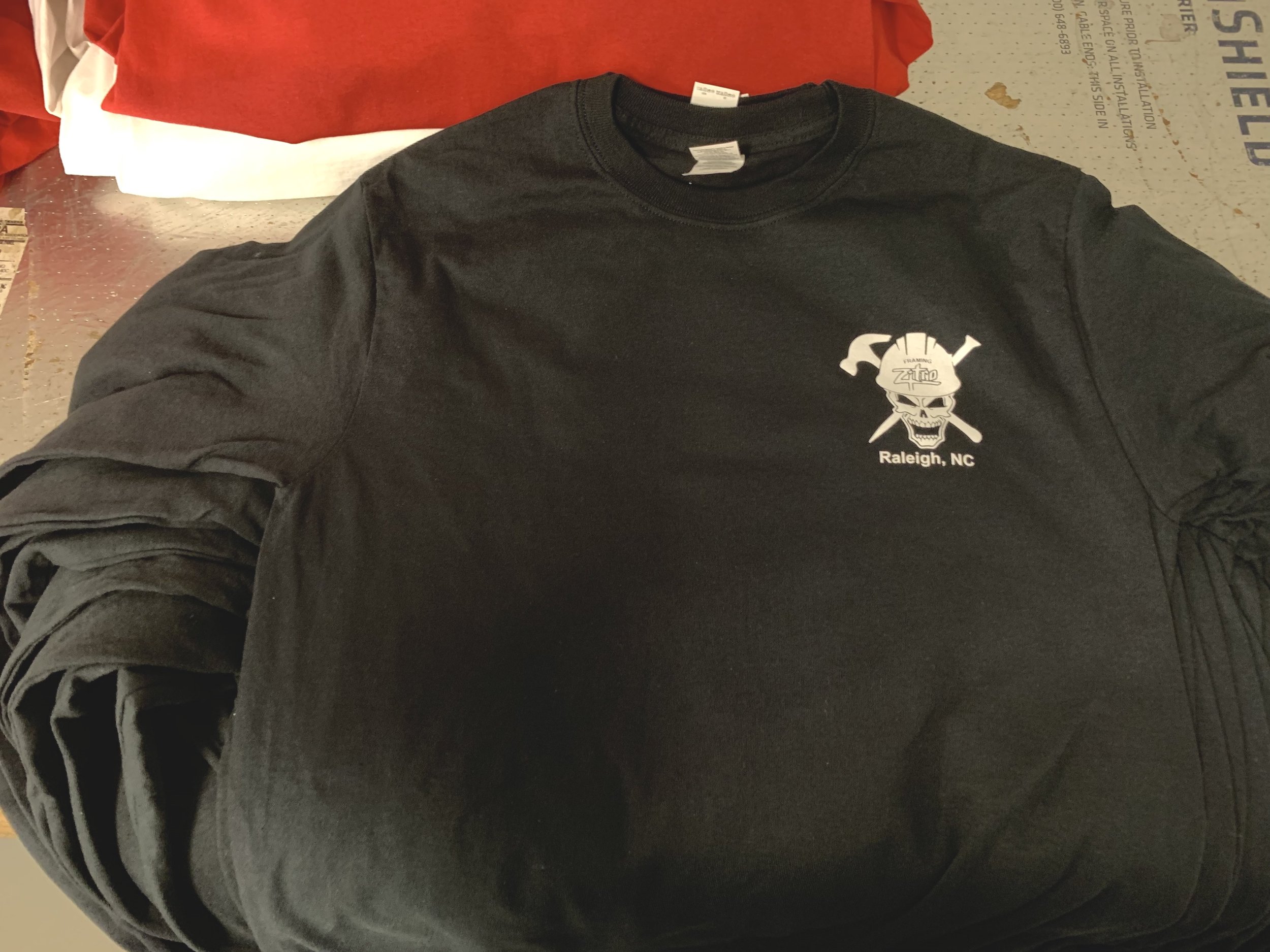   1 Color Left Chest Design on Black Long Sleeve  