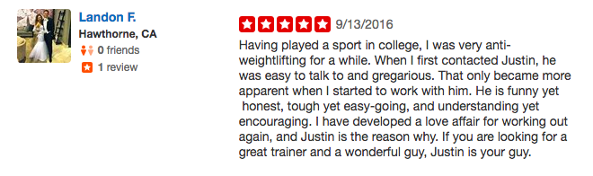 Landon Personal Training Testimonials
