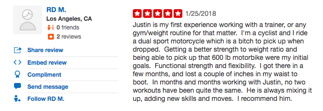 Bob Personal Training Testimonials