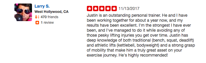 Larry Personal Training Testimonials