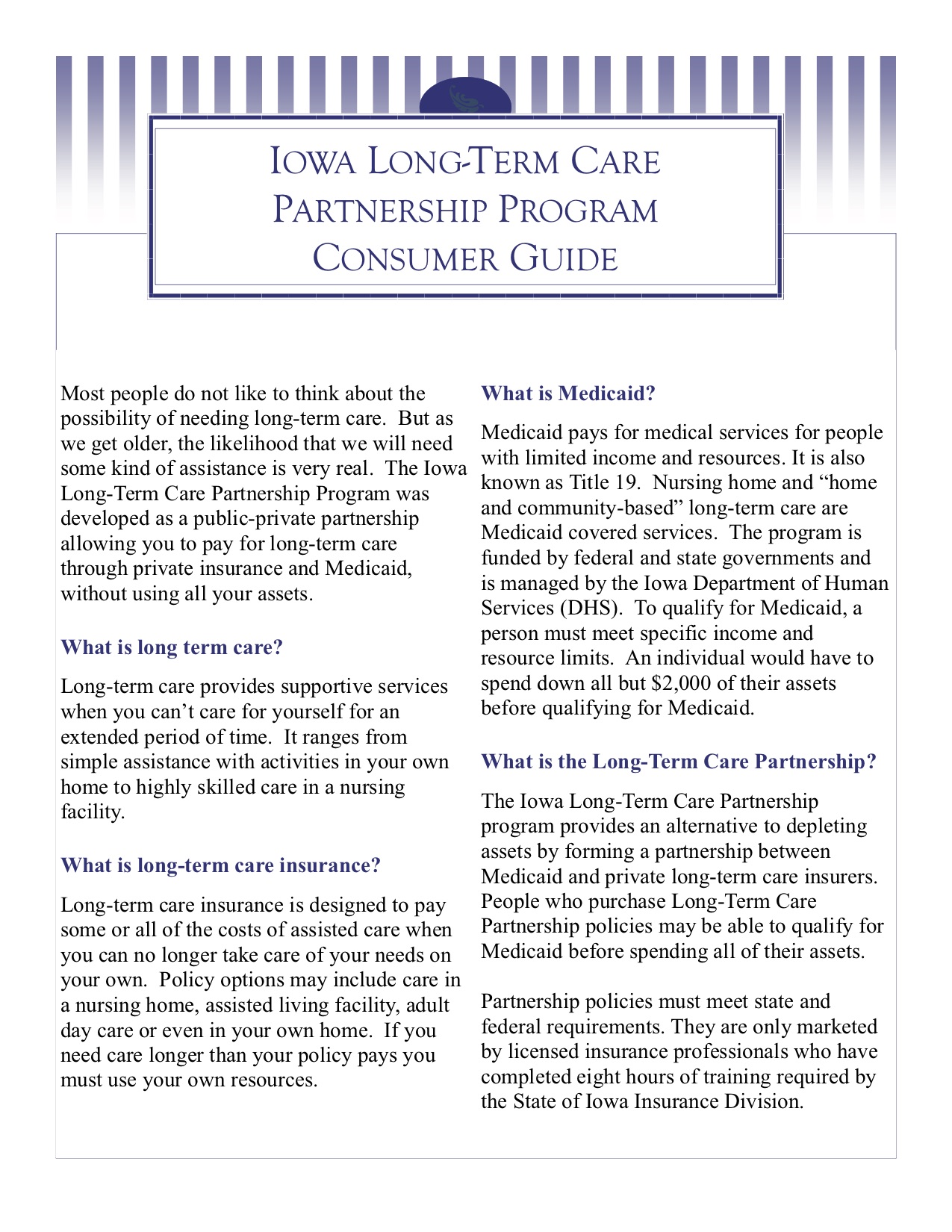 Partnership Program Consumer Guide - IA