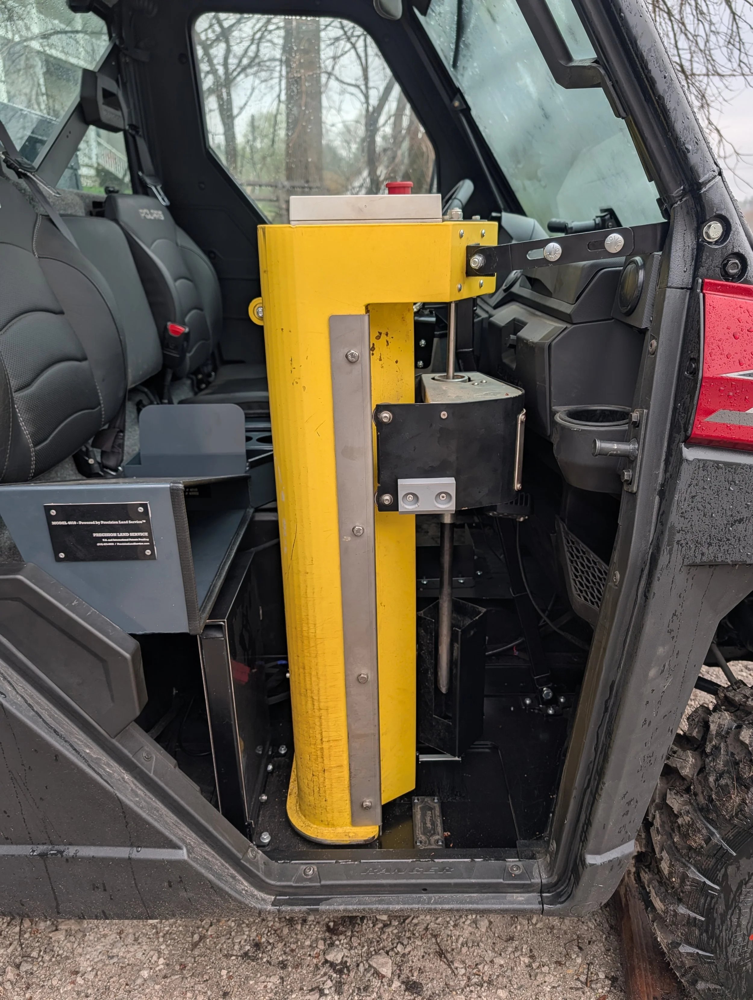 Wintex 1000 mount inside Polaris Ranger with custom powder-coat finish