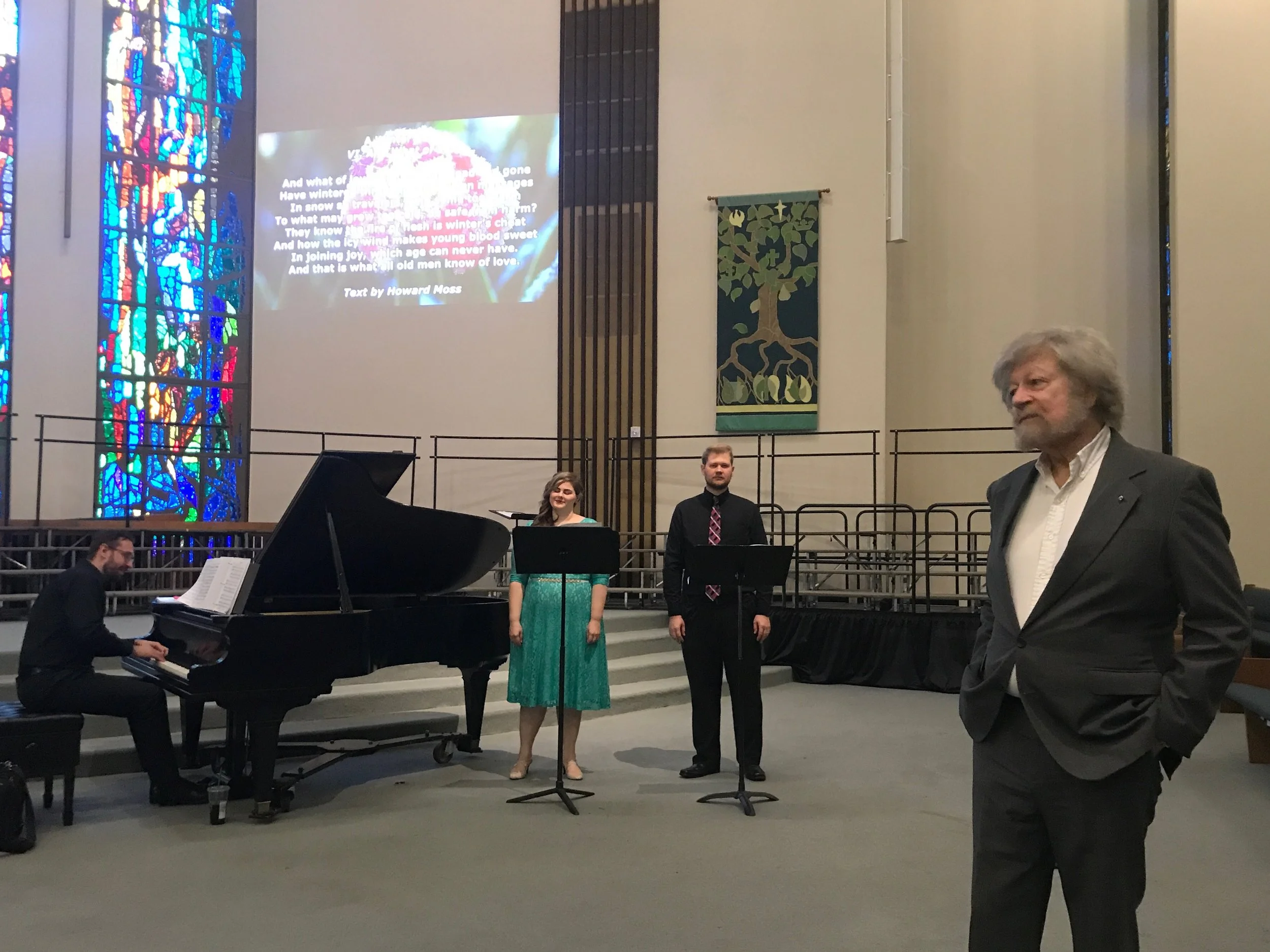 Katherine Thilakaratne and Stephen Schermitzler sing “Ya Eres Mîa,” as Lauridsen listens in admiration.