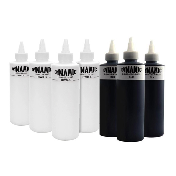 Dynamic Tattoo Ink Triple Black, Regular Black and White for Lining or  Shading