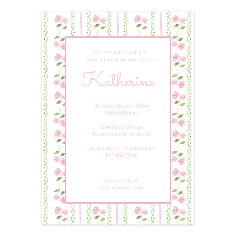 Pink Hydrangea Invitation