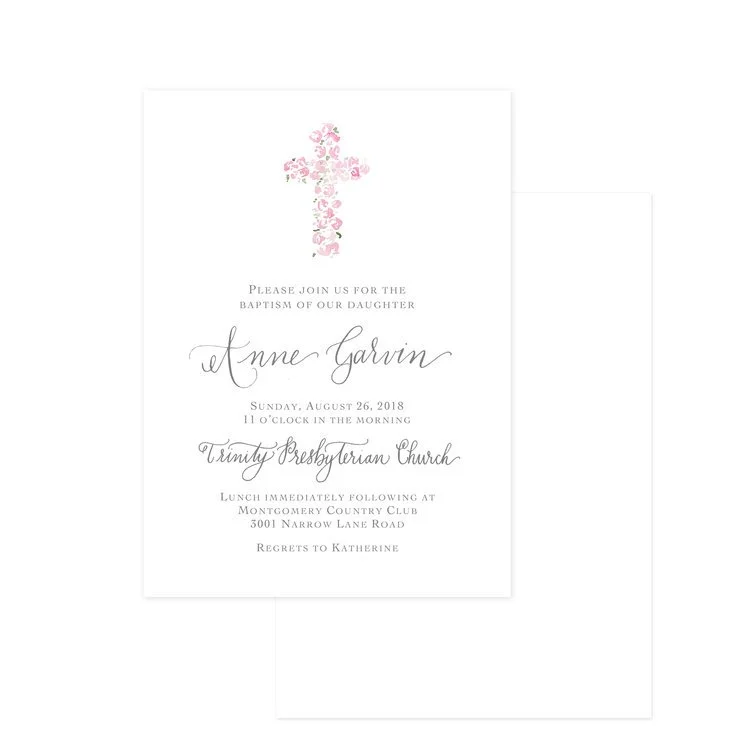 Floral Cross Invitation