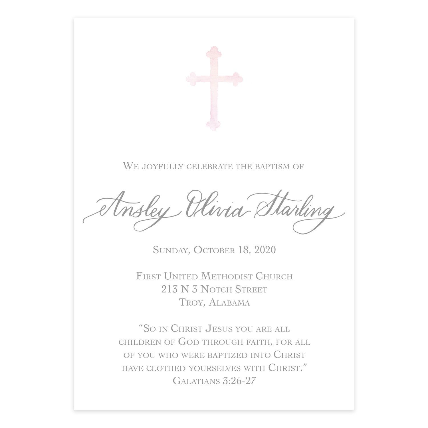 Pink Cross Invitation
