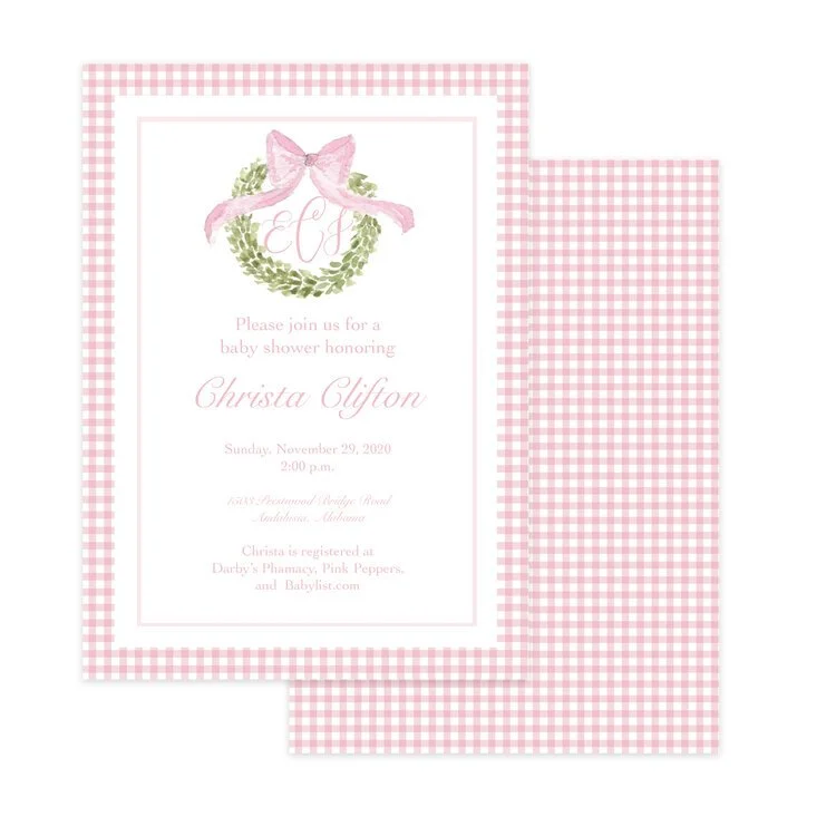 Pink Wreath Invitation