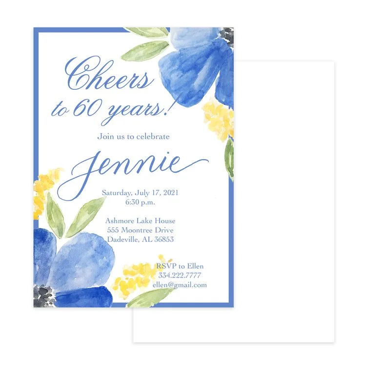 Blue Floral  Invitation