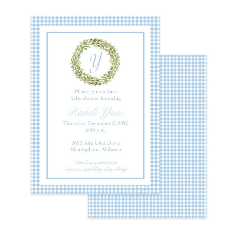 Blue Wreath  Invitation