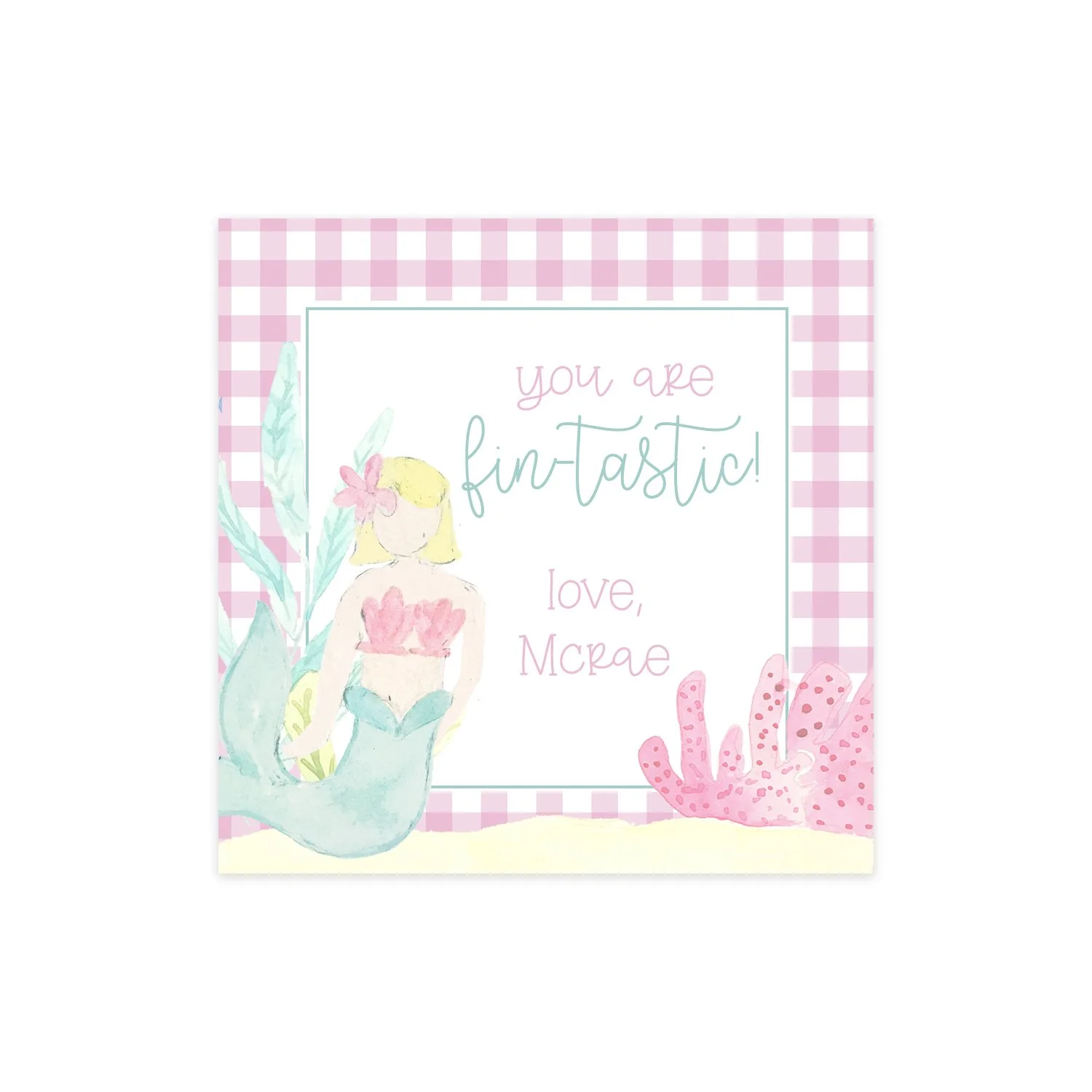 Pink Mermaid Tag