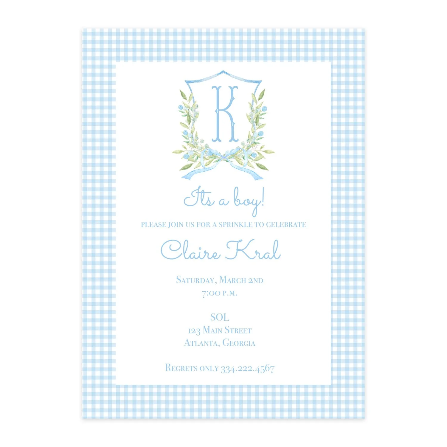 Crest Baby Shower Invitation