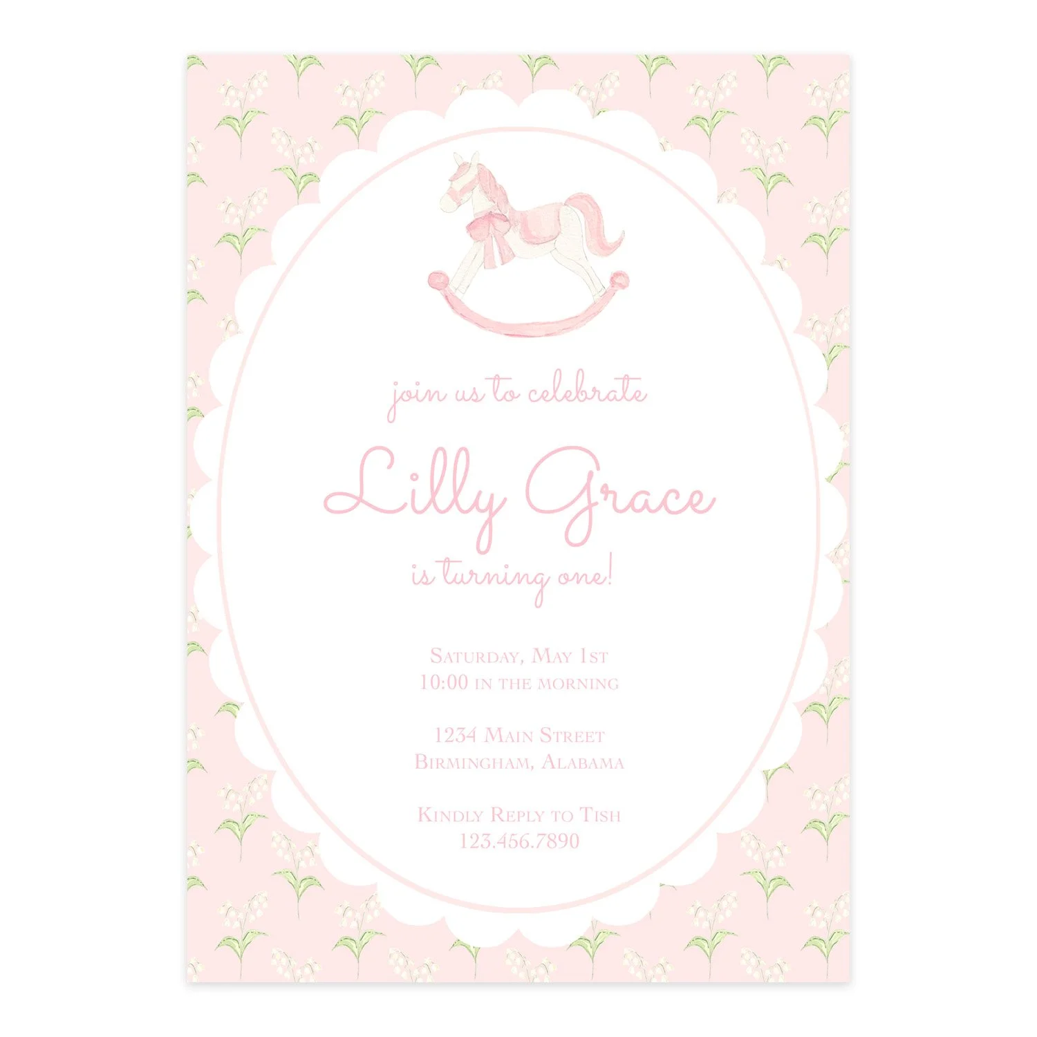 Oval Rocking Horse Invitation