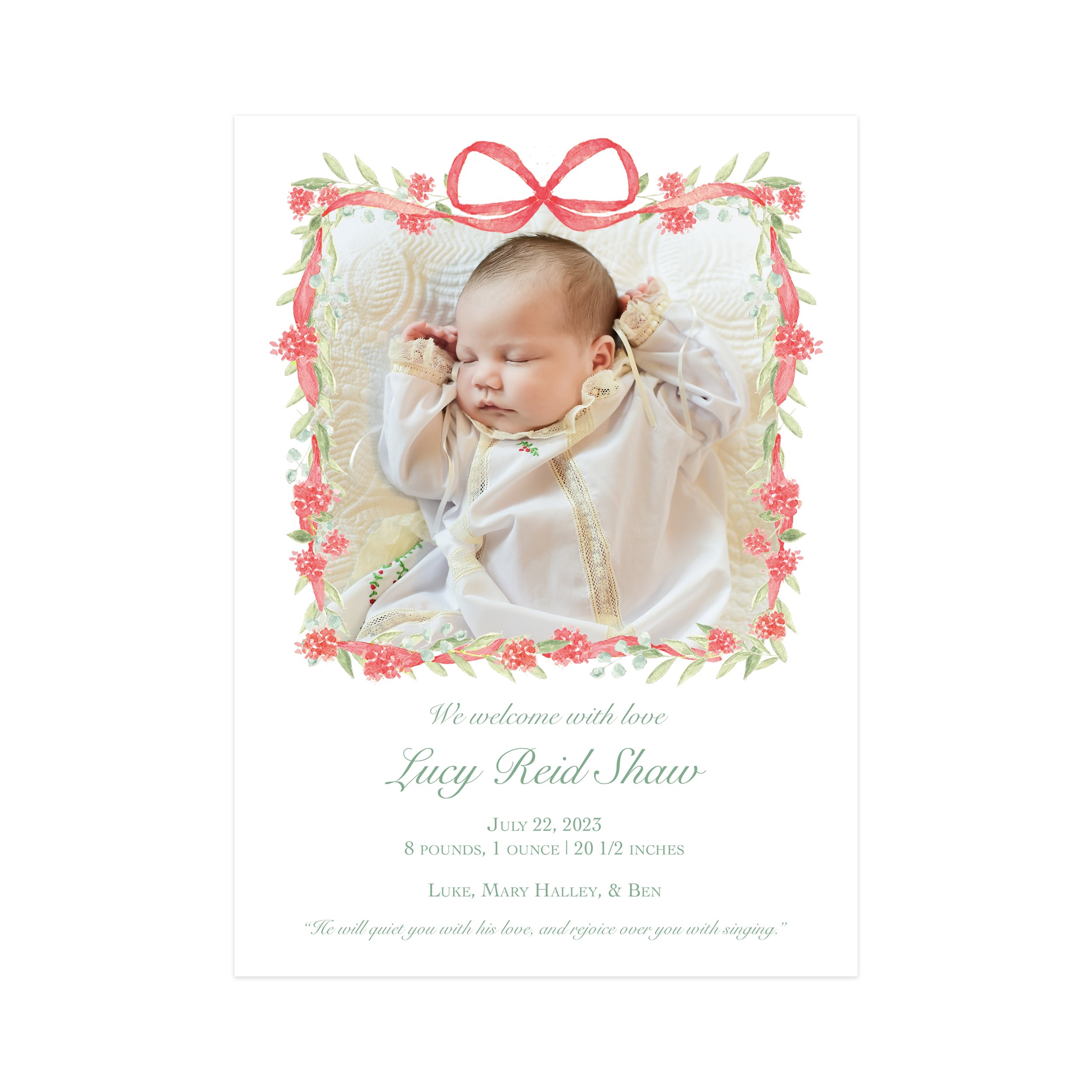 The Liza Birth Announcement Red