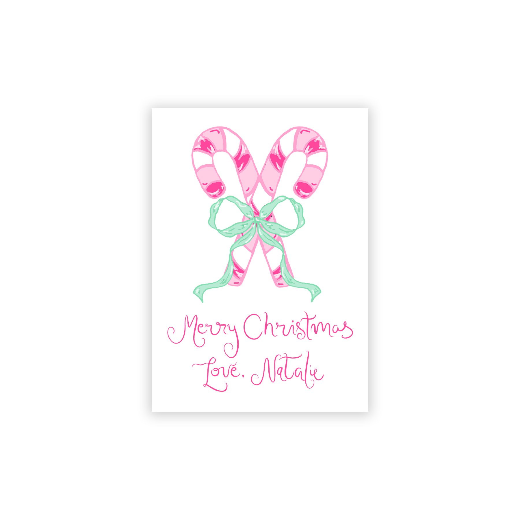 Pink and Mint Candy Cane Tag