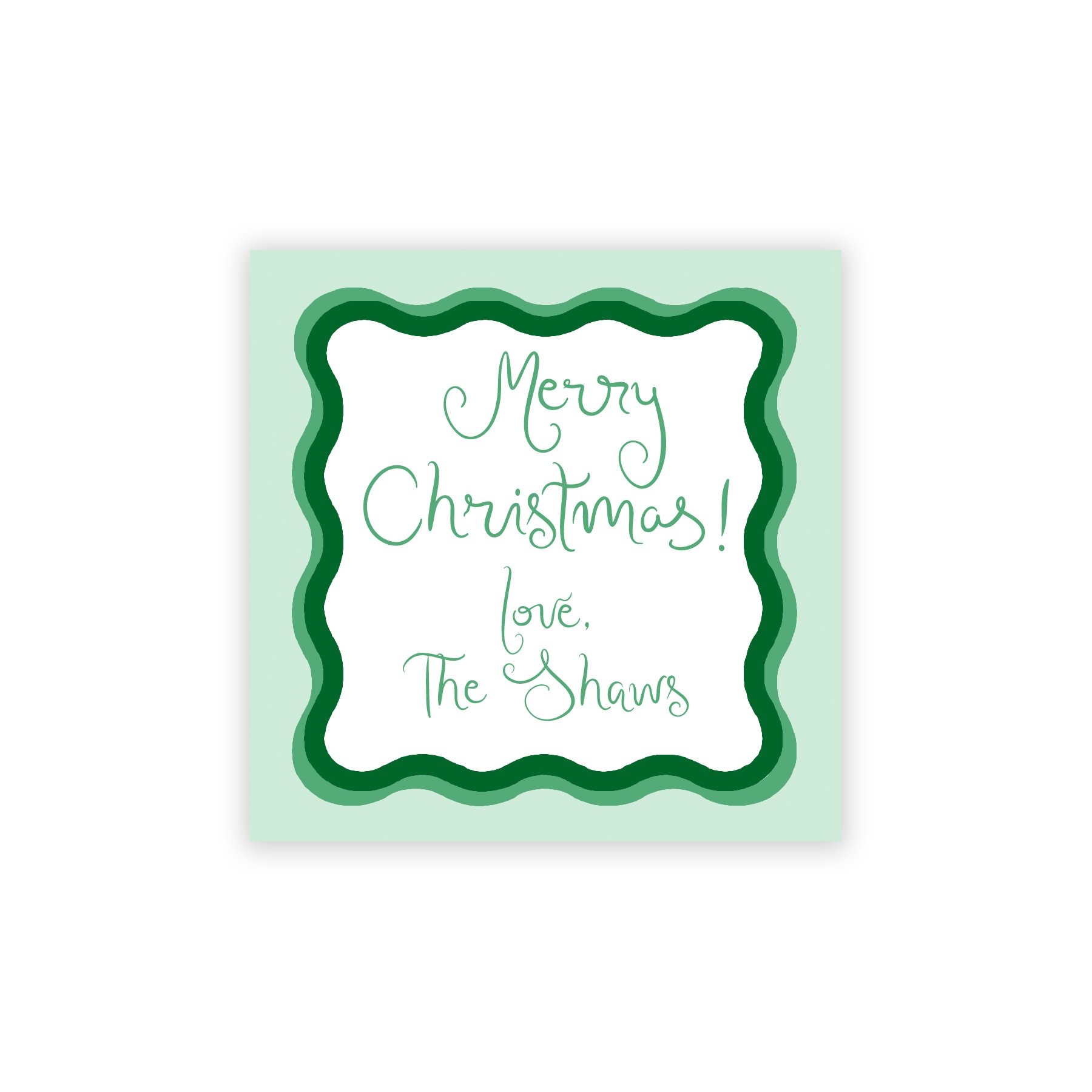 Wavy Green Christmas Tag
