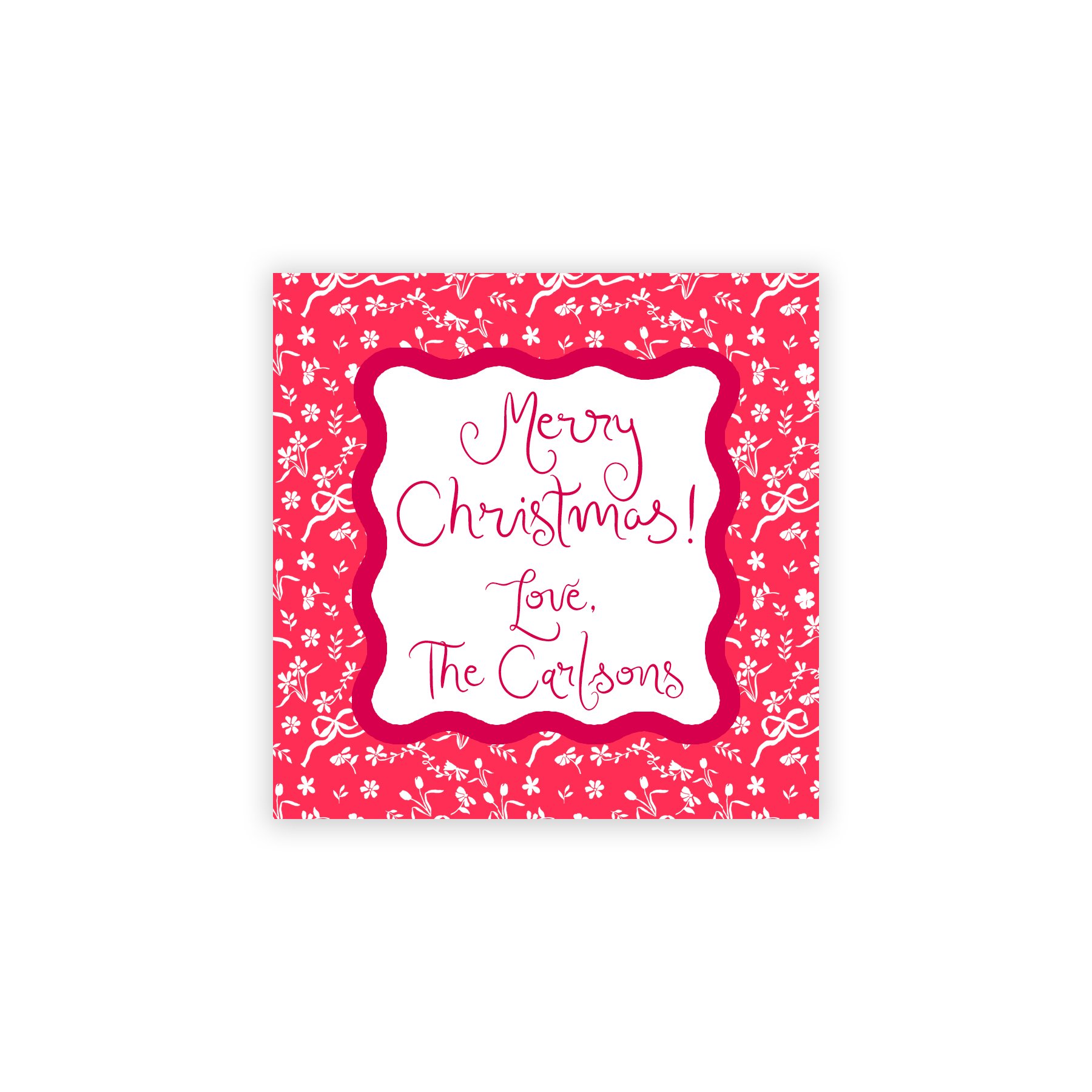 Red Floral Christmas Tag