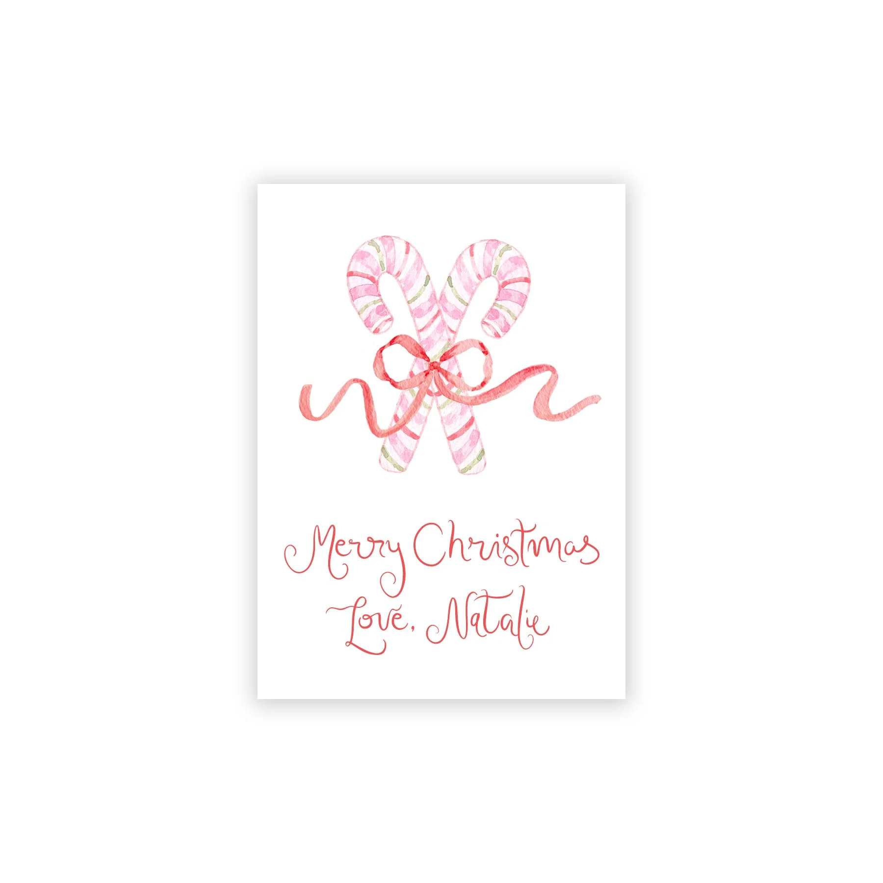 Watercolor Candy Cane Tag