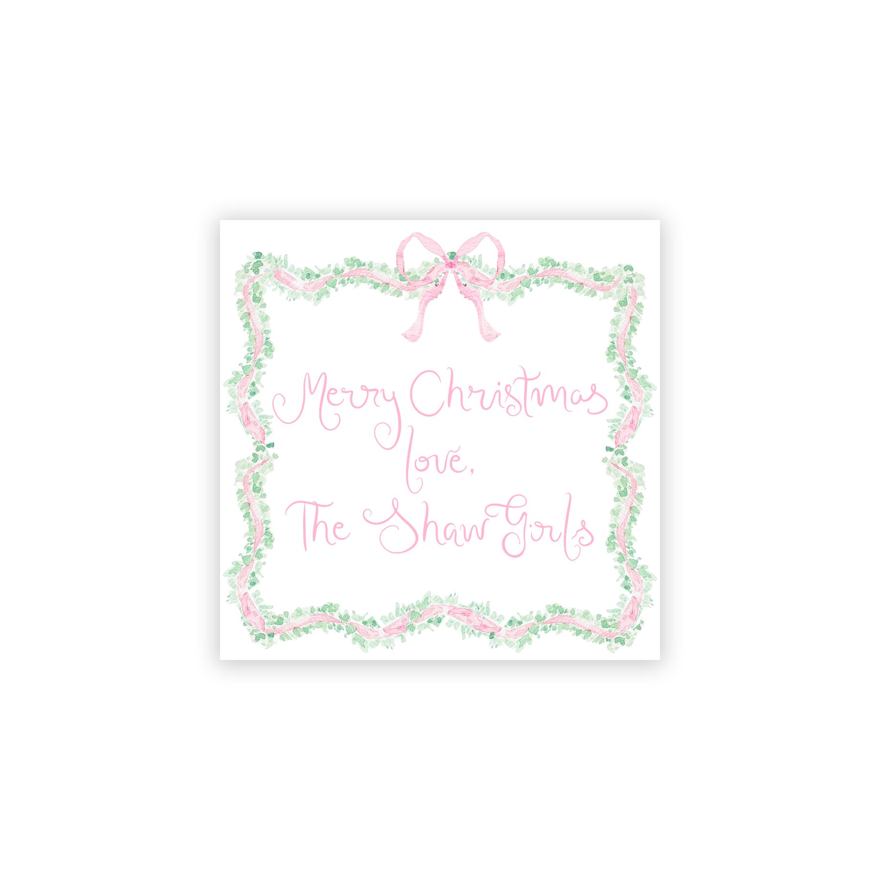 Pink Bow Garland Tag