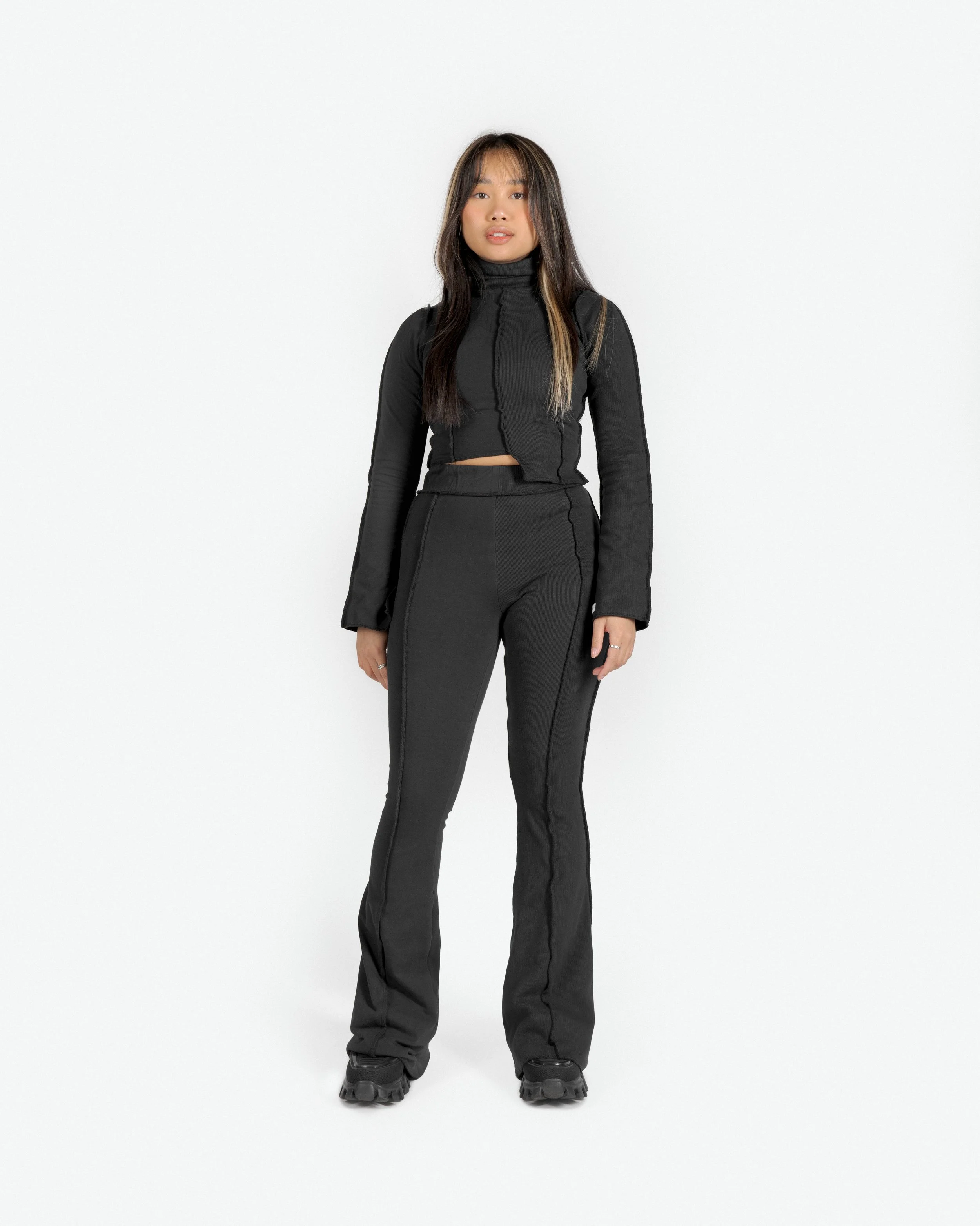 Exposed Seam Flare Pants
