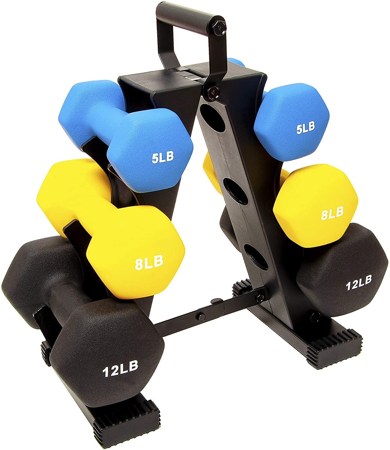 50 lb neoprene hand weight set with stand