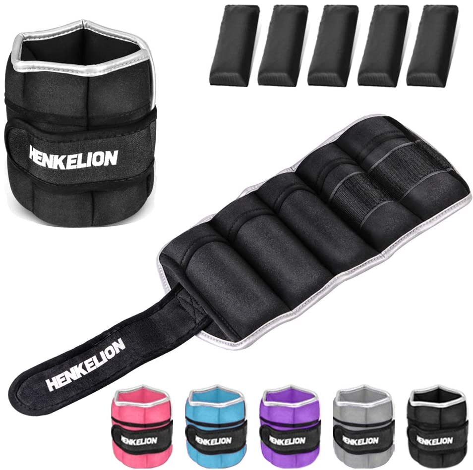 Henkelion 1 Pair 2 3 5 4 6 10 Lbs Adjustable Ankle Weights for Women Men Kids, Wrist Weights Sets for Gym, Fitness Workout, Running, Lifting Leg Weights -...