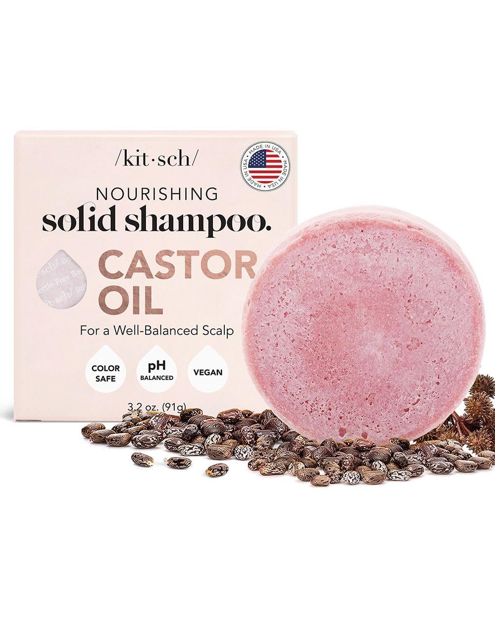 Kitsch Hair Growth Castor Oil Nourishing Shampoo Bar | Bottle-free Eco-friendly | Shampoo Hydrates &amp; Moisturizes Dull and Dry Hair