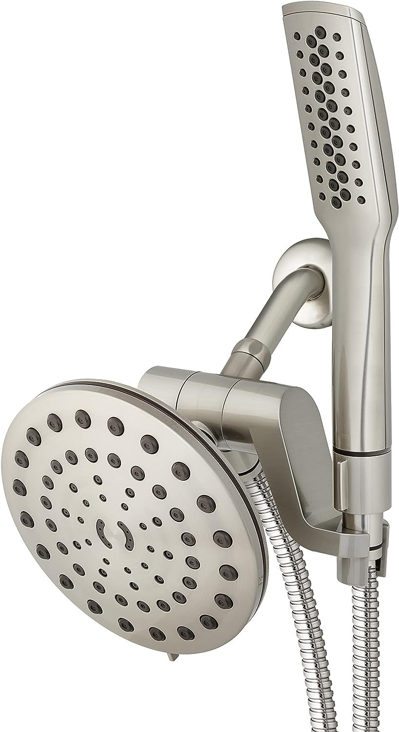 Waterpik High Pressure Pulsating Shower Wand and Rain Shower Head Combo with Extra-Long 8-Foot Metal Hose