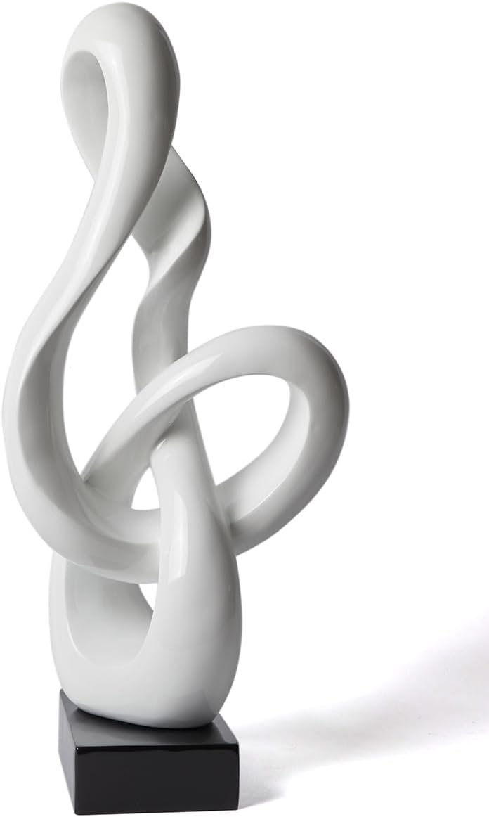 Music Note Sculpture Decor Treble Statue Gifts Polyresin Home Arts White 22.5 Inch