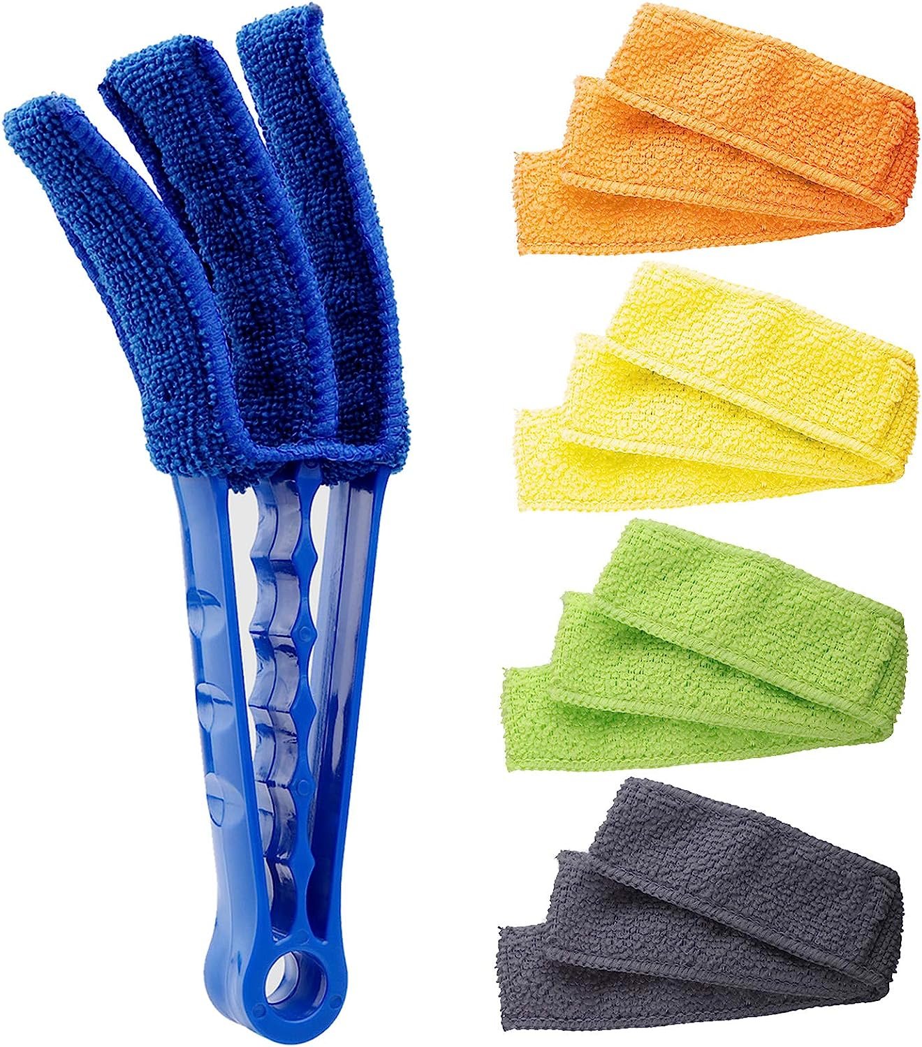 Window Blind Cleaner Duster Brush with 5 Microfiber Sleeves - Blind Cleaner Tools for Window Shutters Blind Air Conditioner