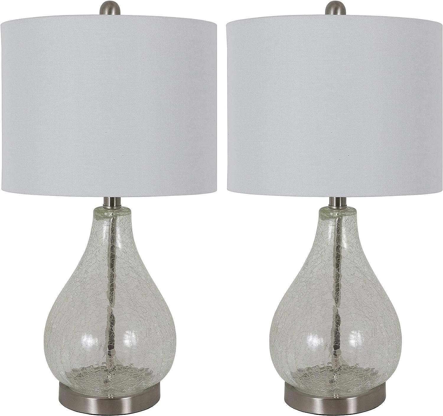 Decor Therapy Crackled Teardrop Table Lamps, Set of 2, Clear