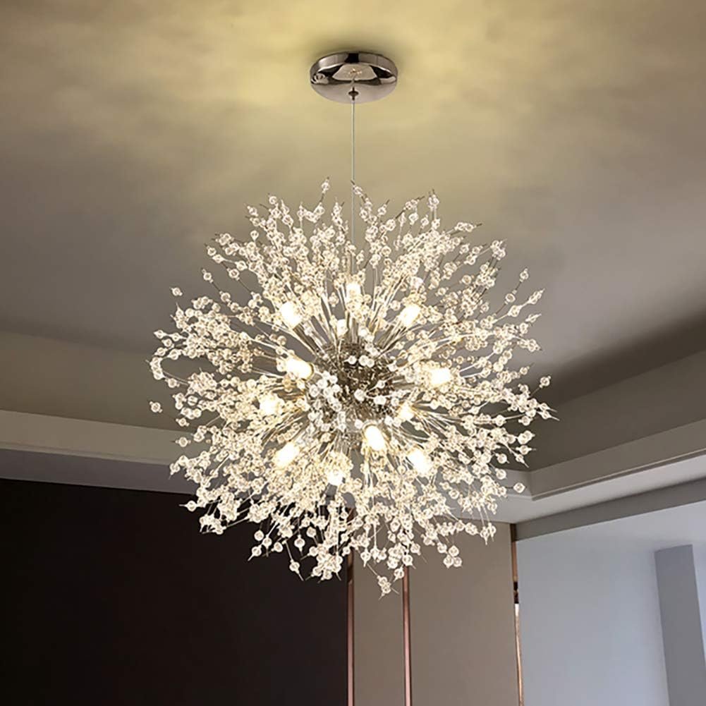 Modern Crystal Chandeliers, Chrome Firework Dandelion Sputnik Chandelier Light Fixture Pendant Lighting