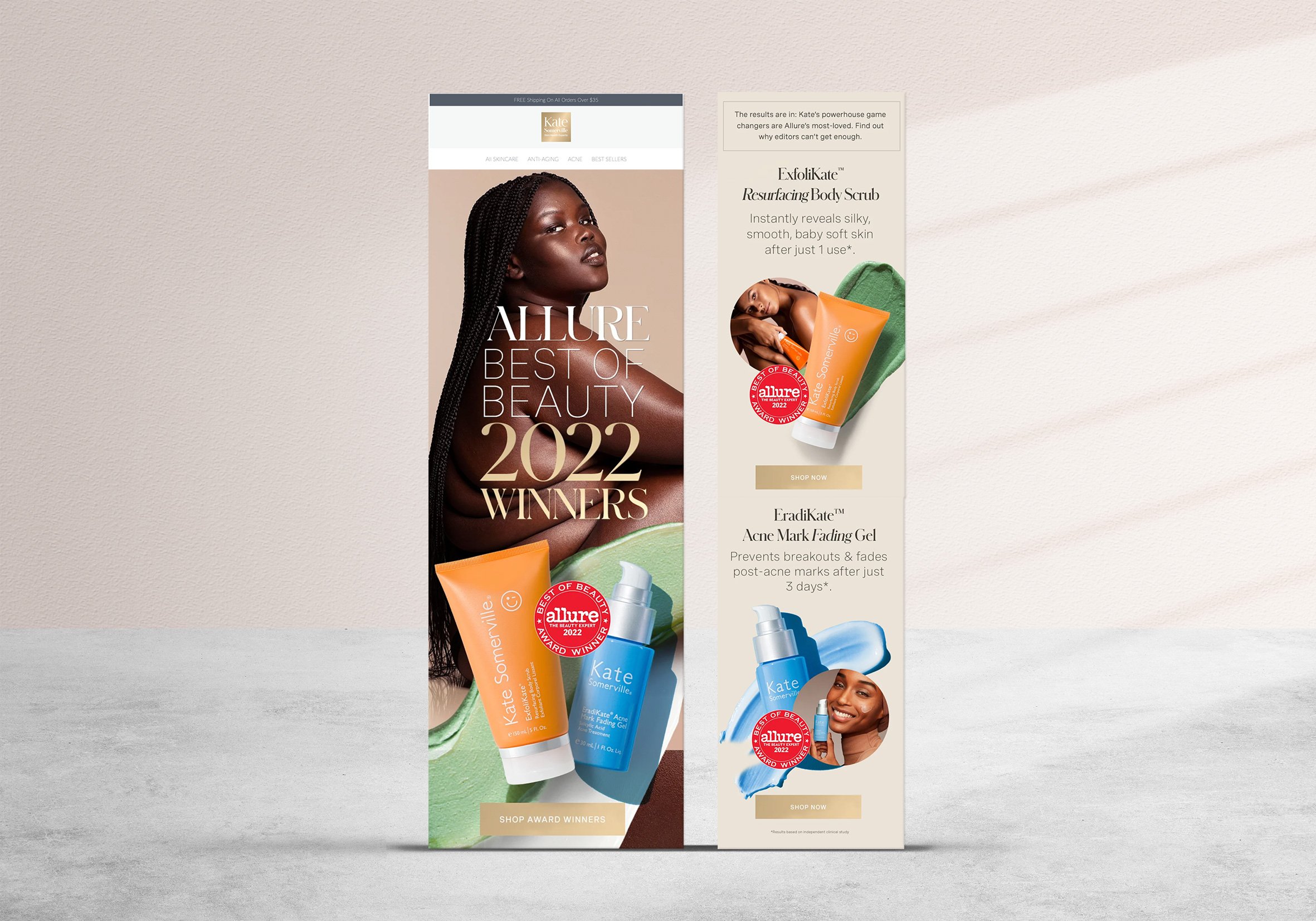 Email - Allure Best of Beauty Winner / Campaign Product & Model Imagery Art Direction
