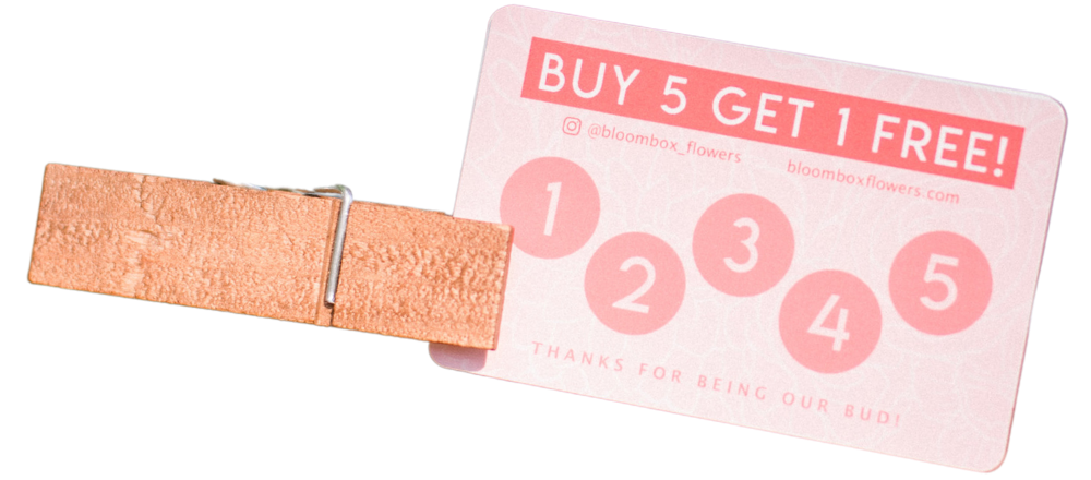 Bloombox Flowers Bud Club loyalty punch card