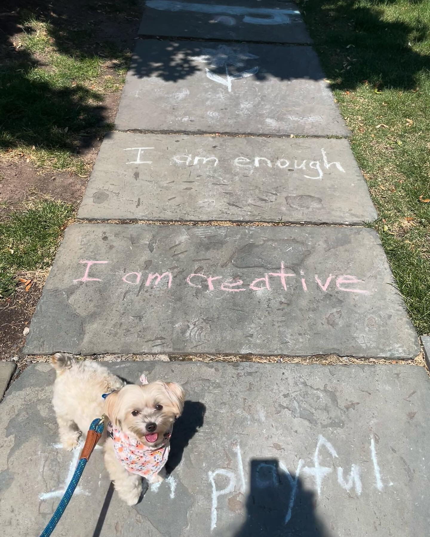 I saw this just now while walking Brody, and it reminded me of how important self talk is. Making sure you tell yourself you are enough, you are playful, you are creative, you are (insert word). ⁣⁣
⁣⁣
I had an old manager tell me once &ldquo;Ang, you