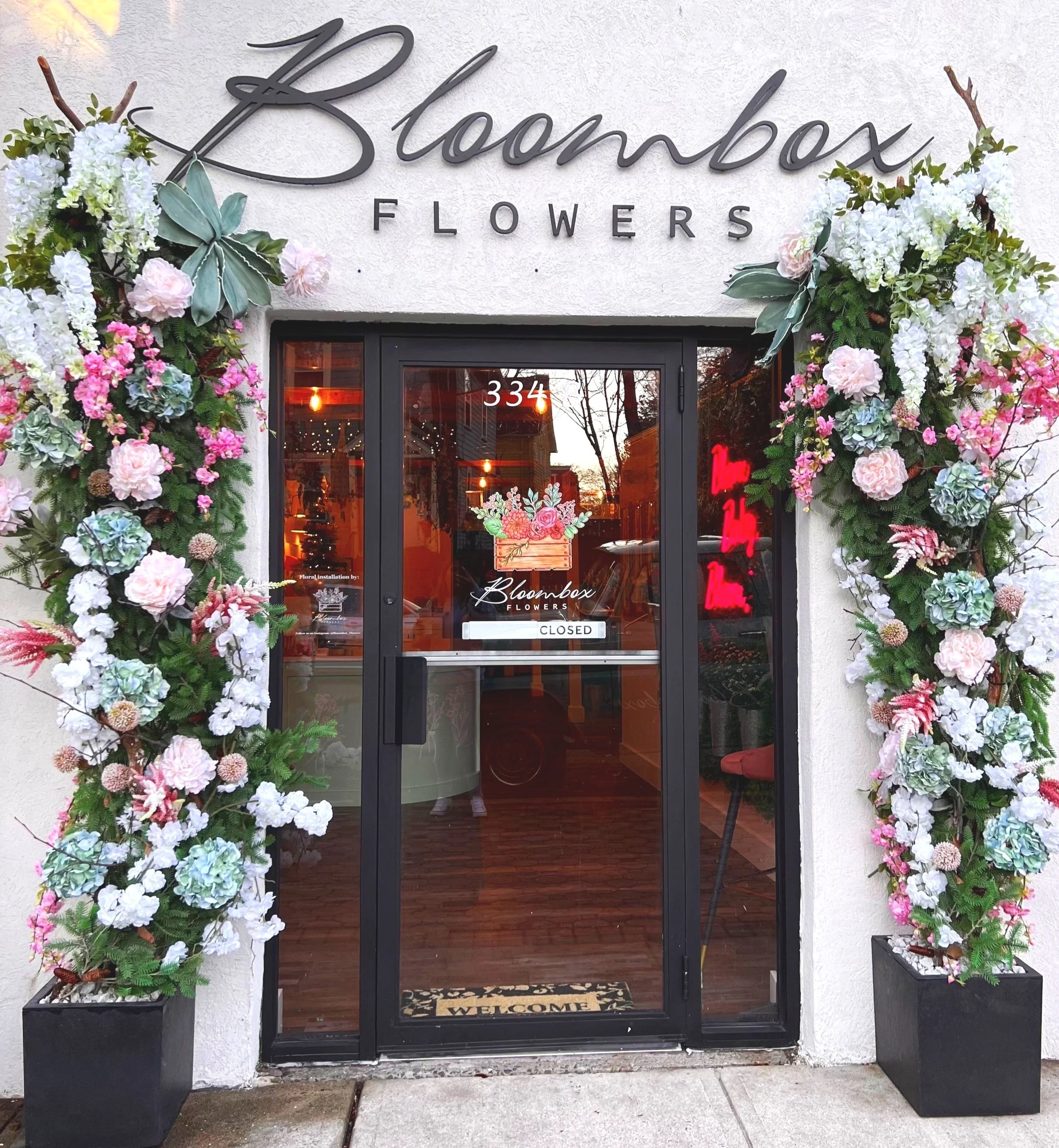 Exterior of the Bloombox Flowers shop at 334B N. Fullerton Ave, Montclair NJ