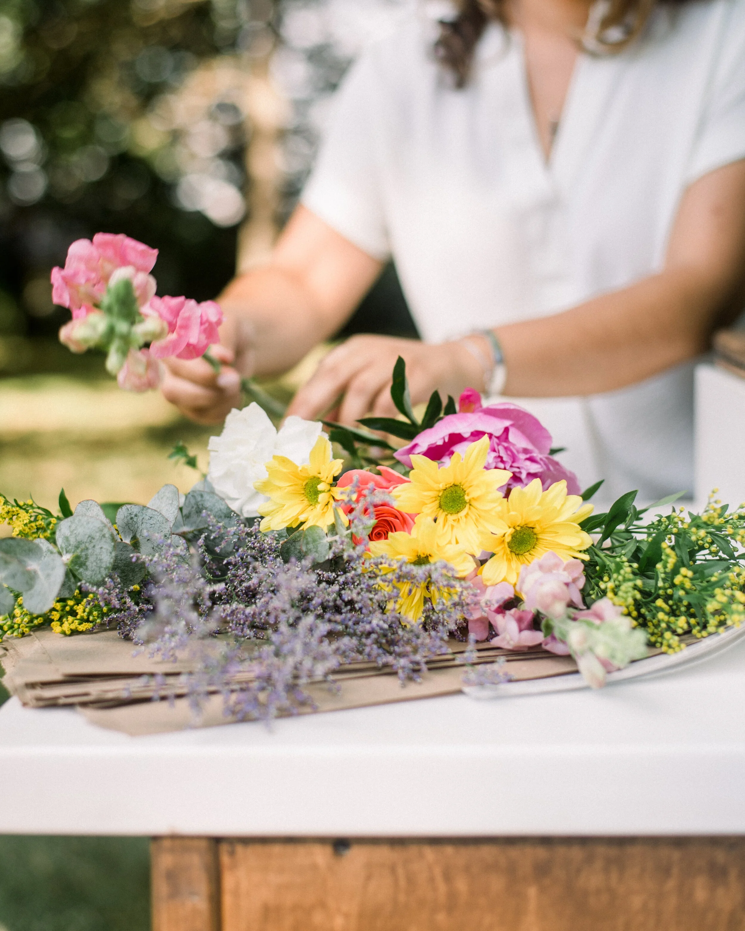 Floral arrangement workshop at Bloombox Flowers Montclair NJ
