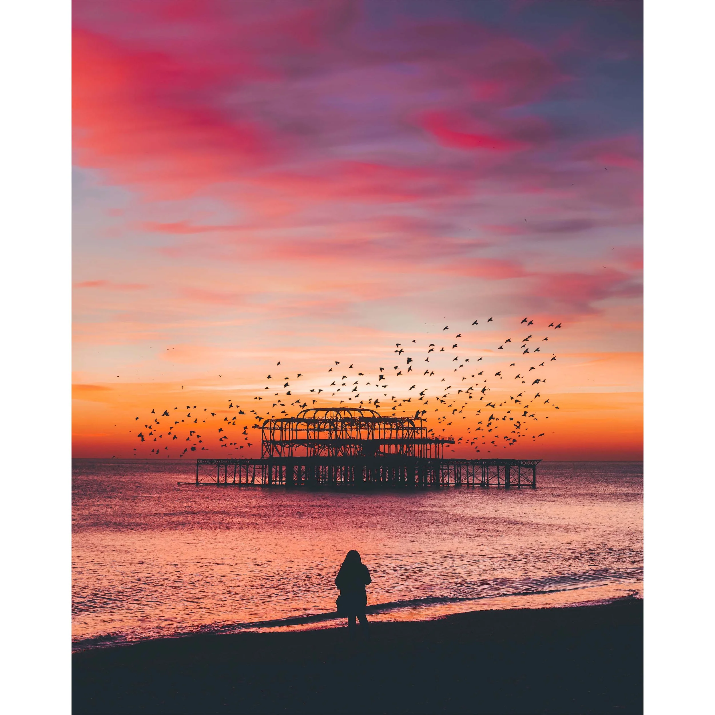 WEST PIER SUNSET SILHOUETTE