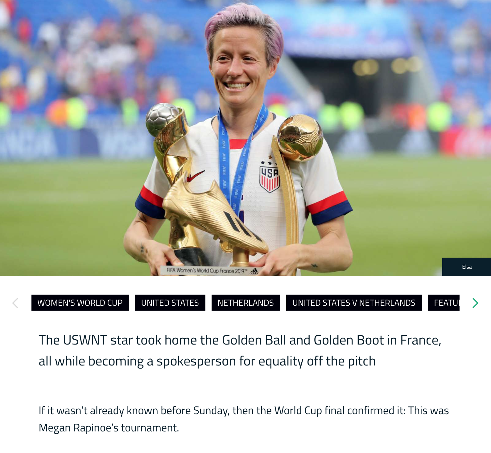 Goal.com: It’s her World Cup! Rapinoe becomes icon while winning on and off the field
